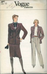 8822 VOGUE 1983 LINED LONGER PANEL JACKET, SKIRT, CUFF PANTS PATTERN 10